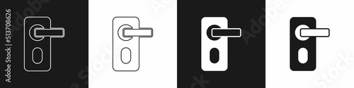 Set Fingerprint door lock icon isolated on black and white background. ID app icon. Identification sign. Touch id. Vector