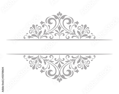 Vintage gray and white element. Graphic vector design. Damask graphic ornament