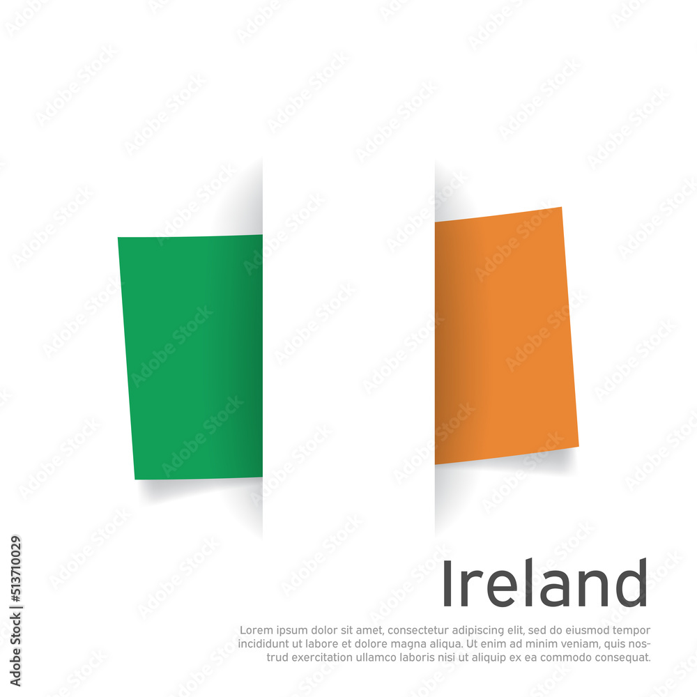 Republic of ireland flag in paper cut style. Creative background in irish flag colors for holiday card design. National Poster. State ireland patriotic cover, business booklet, flyer. Vector design Republic of ireland flag in paper cut style. Creative background in irish flag colors for holiday card design. National Poster. State ireland patriotic cover, business booklet, flyer. Vector design