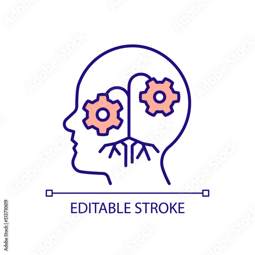 Job burnout RGB color icon. Poor cognitive functioning. Depression and frustration. Waste away. Isolated vector illustration. Simple filled line drawing. Editable stroke. Arial font used