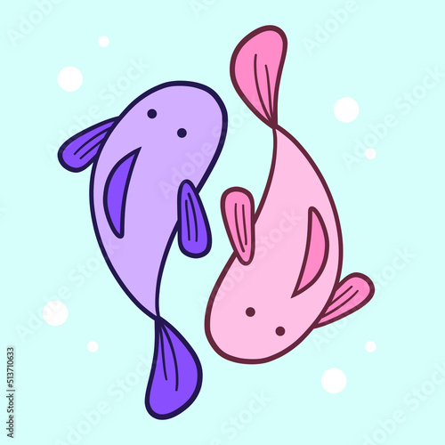 Fish. Bright stylized cartoon aquarium fish. Aquariums. Neon luminescent fish. Fish vector.