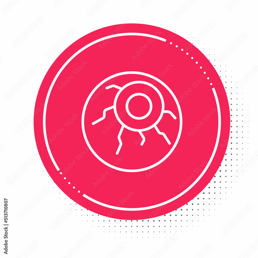 White line Eye icon isolated on white background. Happy Halloween party. Red circle button. Vector White line Eye icon isolated on white background. Happy Halloween party. Red circle button. Vector