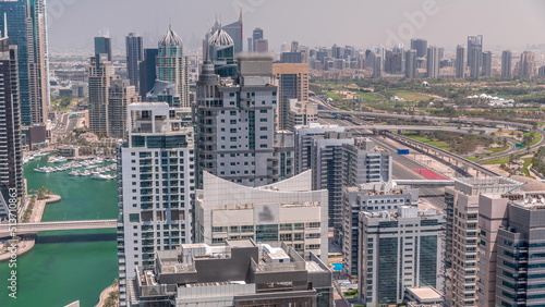 Dubai luxury residential district with golf club timelapse.