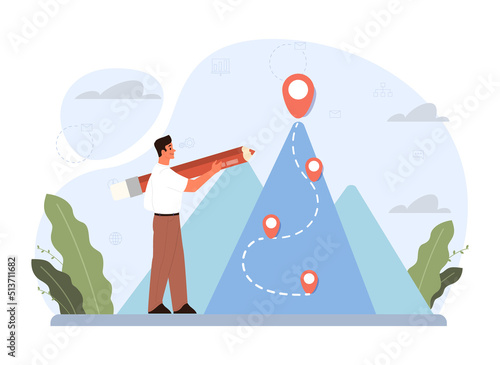 Hard or easy path choice concept. Success or failure. Two ways dilemma