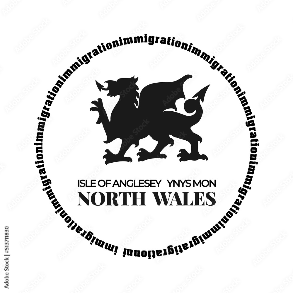 Wales passport stamp. Vector illustration