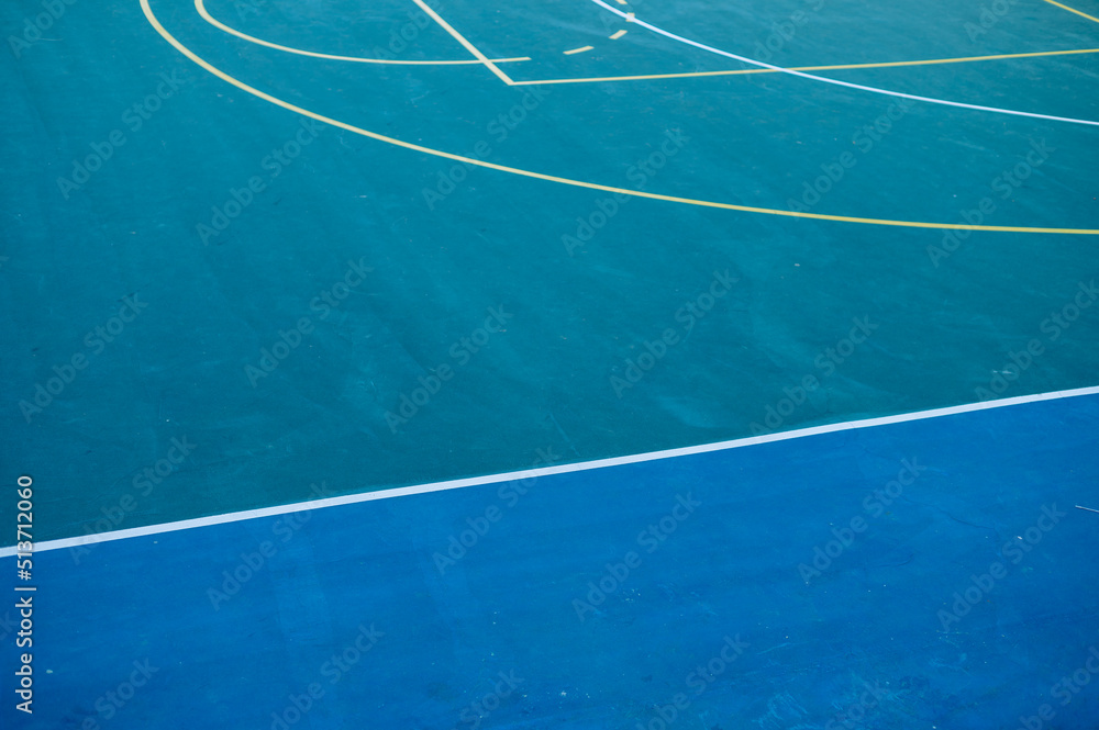 Closeup shot of empty basketball court