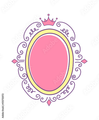 Oval princess frame. Vector illustration