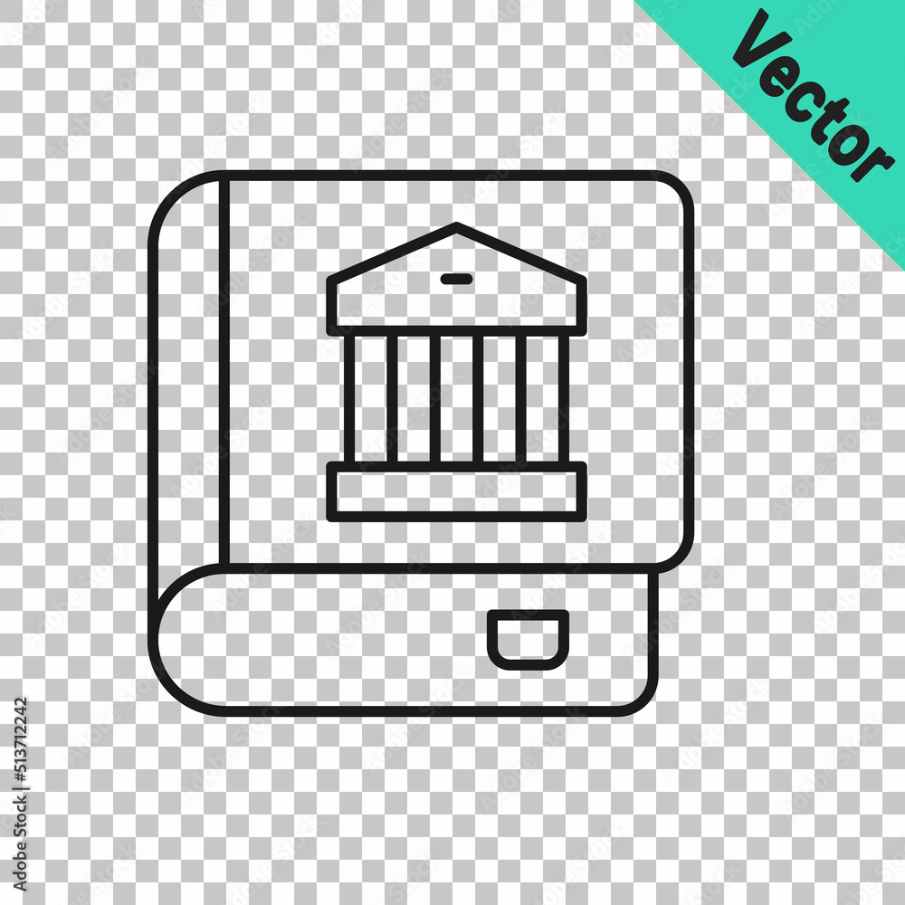 Black line Law book icon isolated on transparent background. Legal judge book. Judgment concept. Vector Black line Law book icon isolated on transparent background. Legal judge book. Judgment concept. Vector