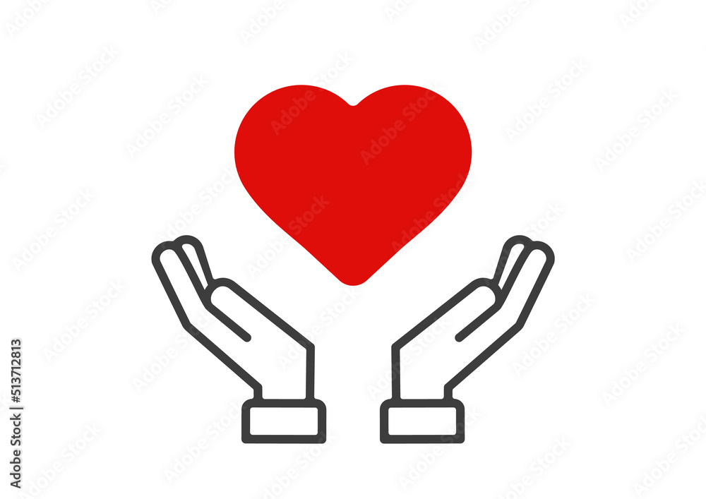 両手で守るように赤いハートを持っている人の手のイラスト - 好き・思いやり・評価のイメージ素材 Stock Vector | Adobe Stock