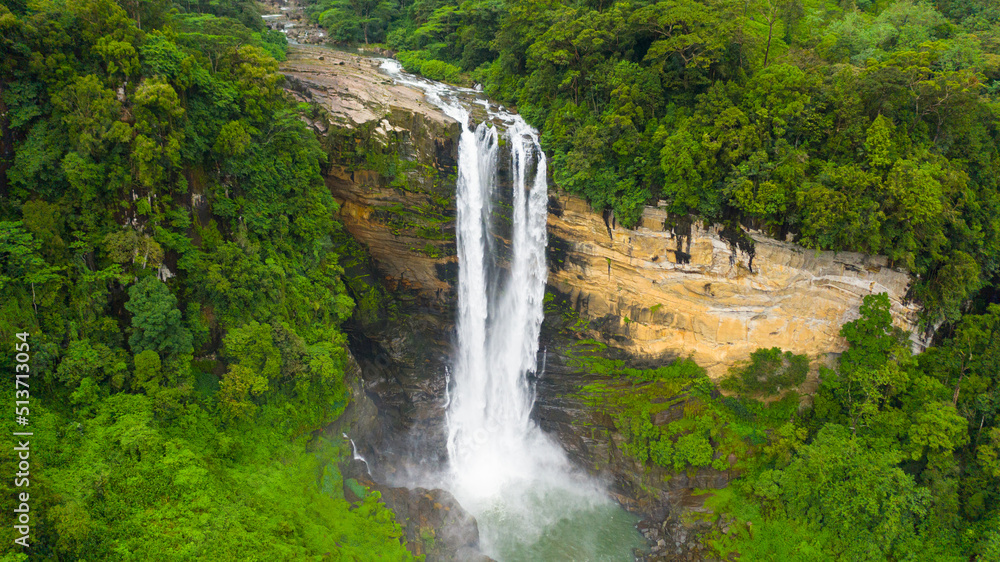 Beautiful waterfall in the rainforest. LaxapanaFalls, Sri Lanka.