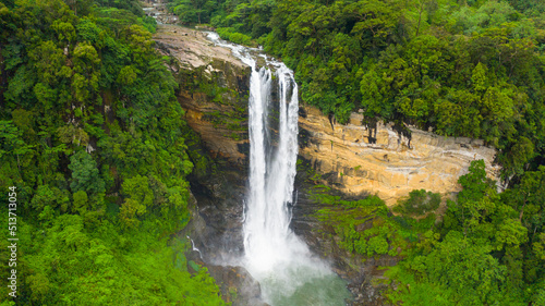 Beautiful waterfall in the rainforest. LaxapanaFalls  Sri Lanka.