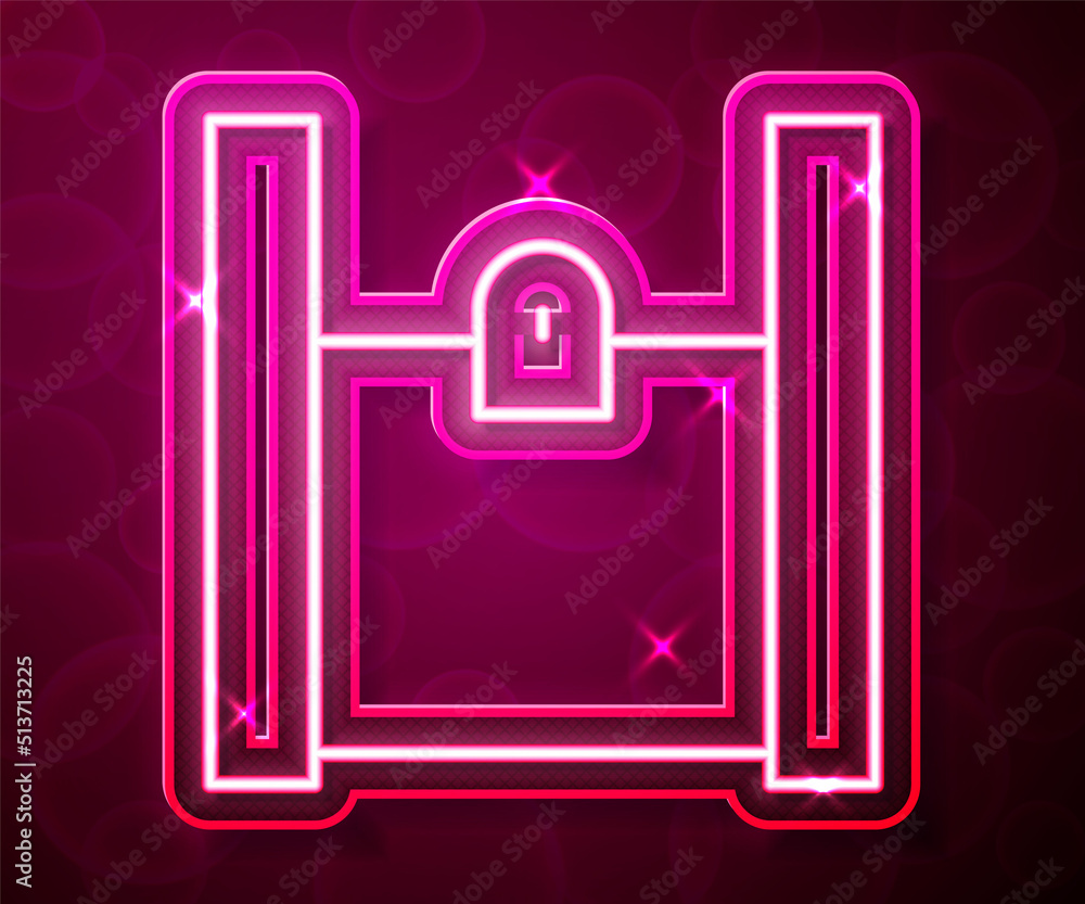 Glowing neon line Paper shopping bag icon isolated on red background. Package sign. Vector Glowing neon line Paper shopping bag icon isolated on red background. Package sign. Vector