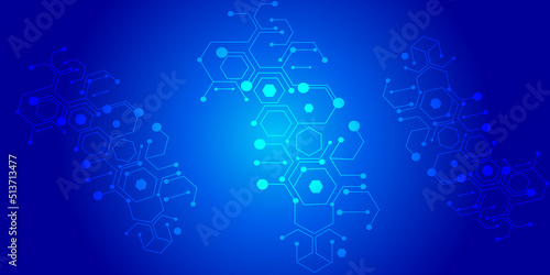 Modern  futuristic technology background, Hi tech digital connect, communication, high technology concept hexagon background. © Aquarium