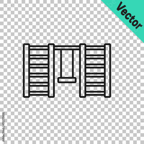 Black line Wooden Swedish wall icon isolated on transparent background. Swedish stairs. Vector