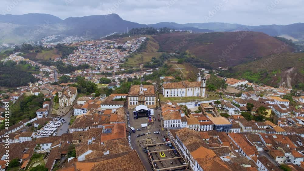 Ouro Preto, Minas Gerais, Brazil. Aerial view of a historic Brazilian city. City landscape. Ouro Preto, Minas Gerais, Brazil. Aerial view of a historic Brazilian city. City landscape.