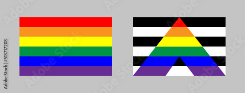 Straight Ally and LGBTQ pride flags in vector isolated