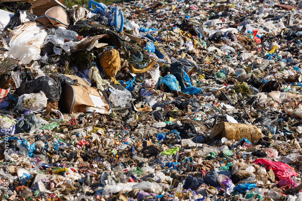 Open air garbage dump. Plastic waste pollution. Global warming. Climate Open air garbage dump. Plastic waste pollution. Global warming. Climate