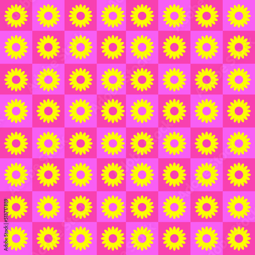 Beautiful Design Yellow Sunflower Vector Seamless Checkered Abstract Geometric Background For Wallpaper  Wrapping  Background  Fabric