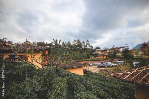 Bab Rak Thai Village, Mae Hong Son province Northern Thailand.(Chinese style cottage in tea plantation)