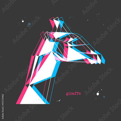 Polygon giraffe. Low poly animal. Geometric stereoscopic logo icon