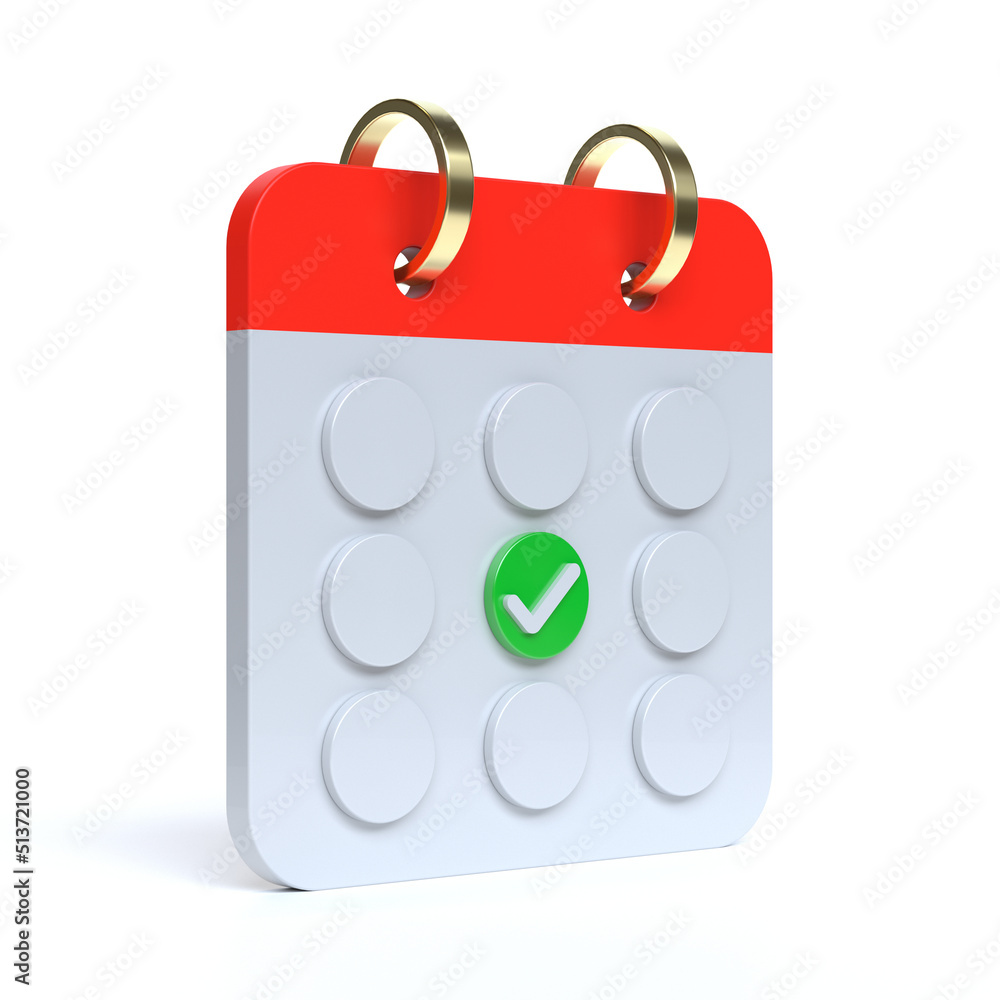 Check Marks on Calendar. 3D Rendering Check Marks on Calendar. 3D Rendering