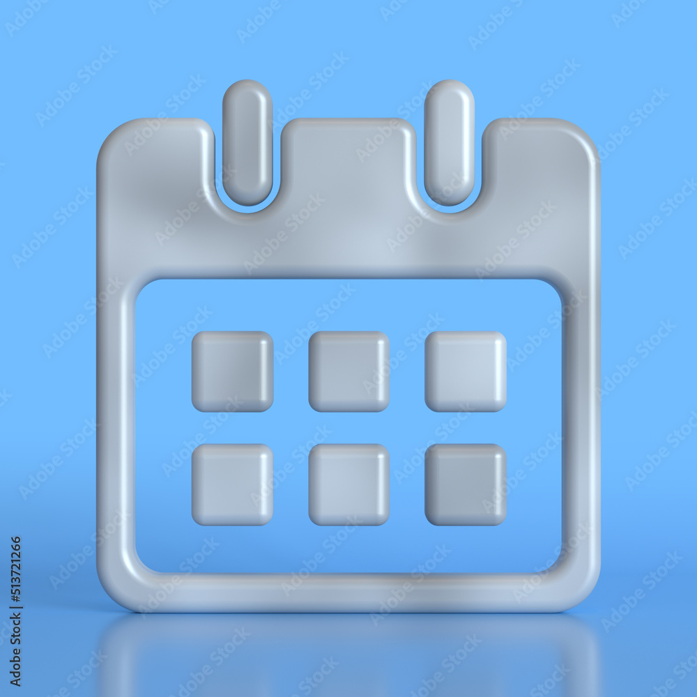 Minimal Calendar Symbol on Blue Background. 3d Rendering Minimal Calendar Symbol on Blue Background. 3d Rendering