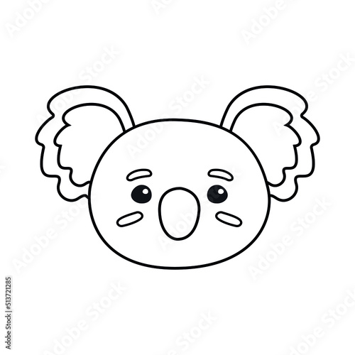 Vector flat hand drawn koala face head isolated on white background