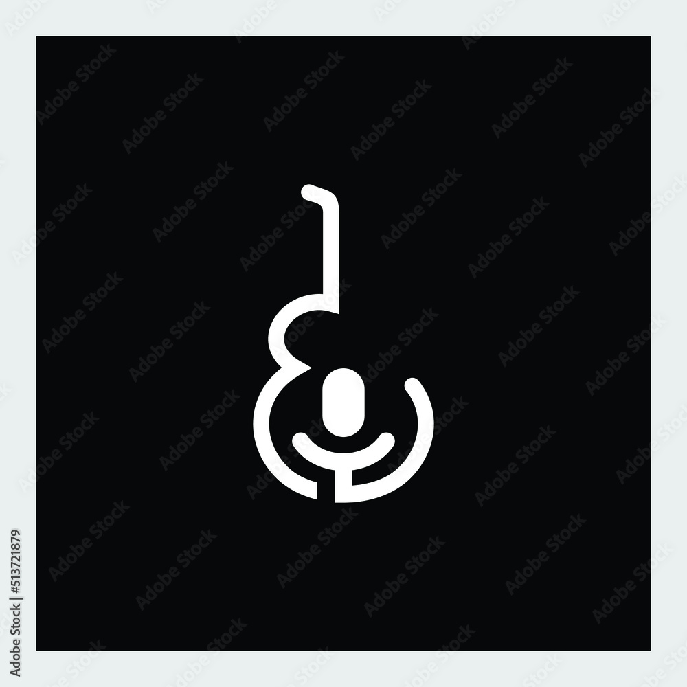creative mic and guitar logo design creative mic and guitar logo design