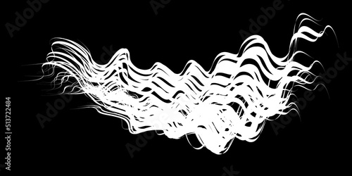 White flow brushstroke on white background.. Fluffy bunch of white politics. Abstract disheveled fibres. Vector illustration swirl blur. Crayons and chalk paint, fibers, hair and bunch