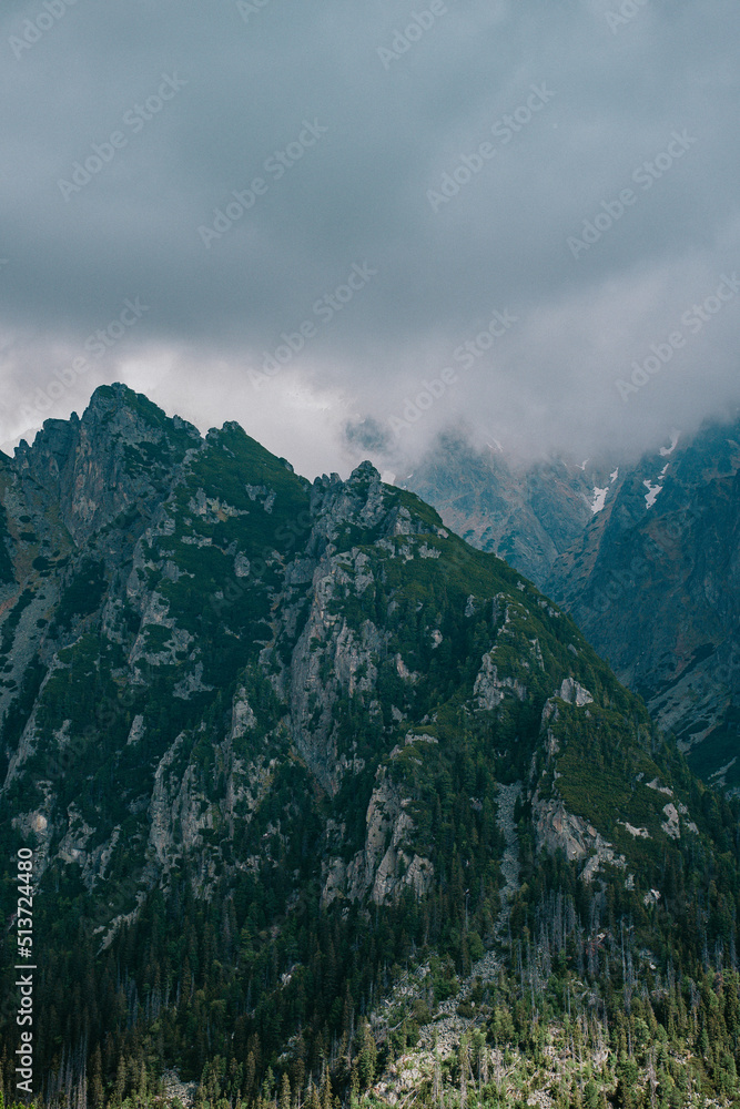 Obraz premium Mountain view from Slavkovský štít peak in Slovakia High Tatras.