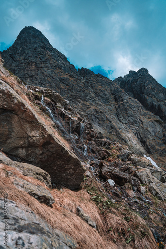 View of High Tatras mountain range near Velické pleso. 