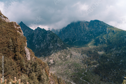 View of High Tatras mountain range near Velické pleso. 