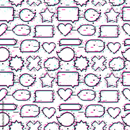 Seamless pattern with glitch effect. Neon color vector texture. Virtual reality background.