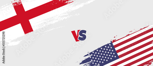 Fotografia, Obraz Creative England vs United States of America brush flag illustration
