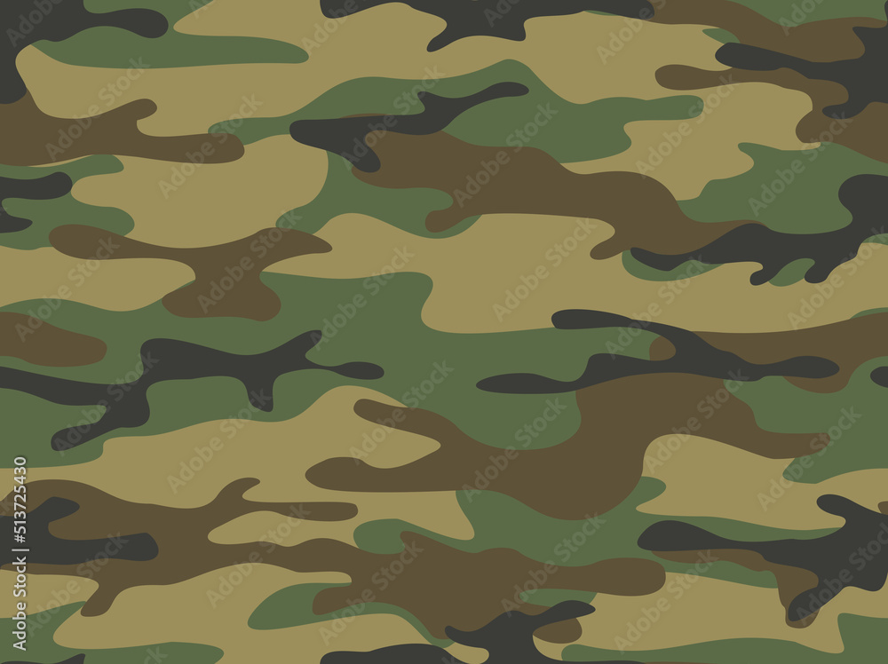 Fototapeta premium Camouflage seamless pattern. Military endless texture. Abstract camo of spots. Print on fabric and clothing. Vector illustration