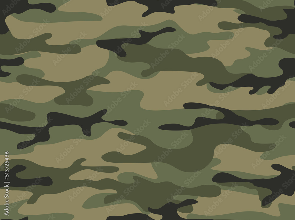 Fototapeta premium Camouflage seamless pattern. Military endless texture. Abstract camo of spots. Print on fabric and clothing. Vector illustration