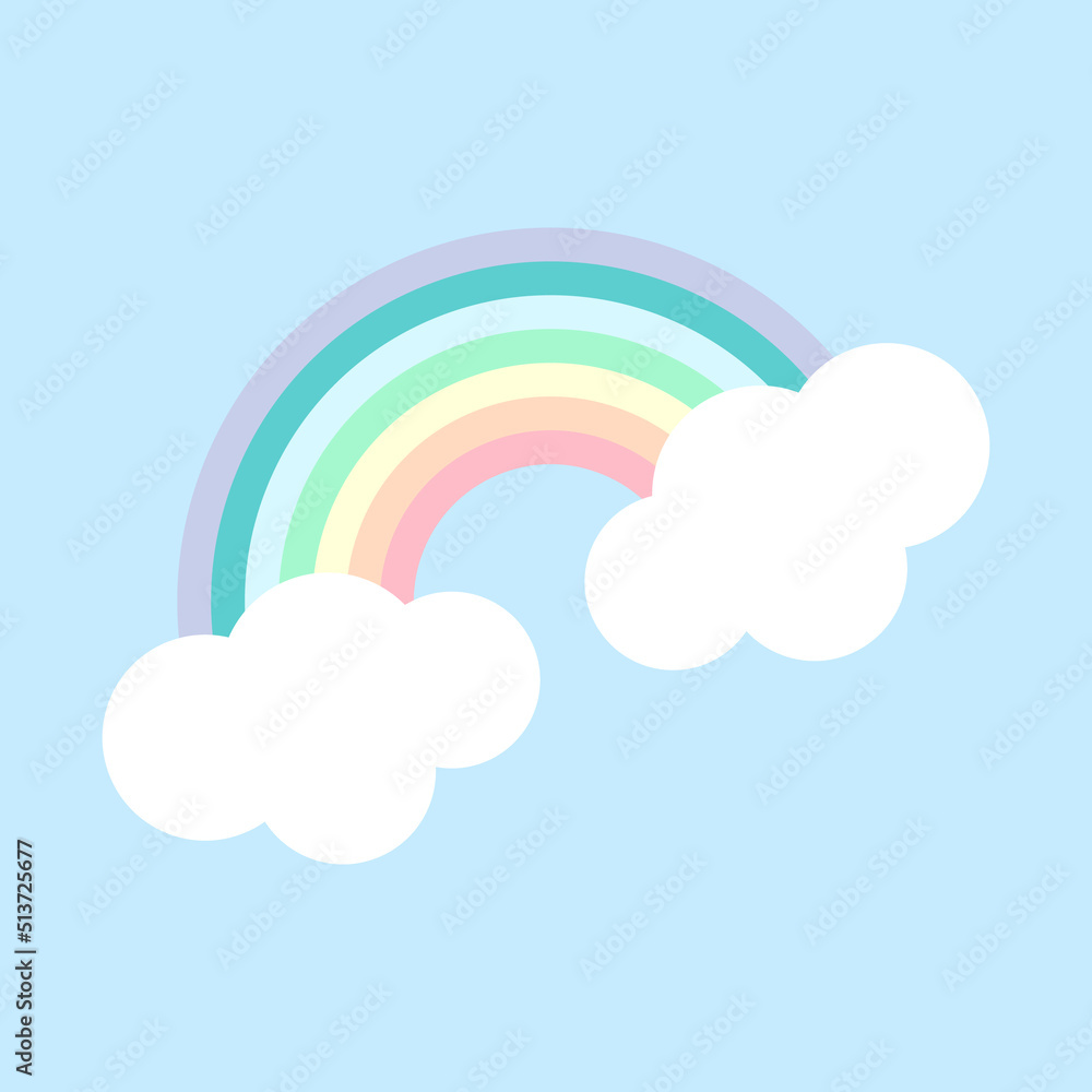 7 color rainbow with white clouds on blue sky 7 color rainbow with white clouds on blue sky
