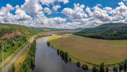 Drone panorama over river Main in Germany © Aquarius