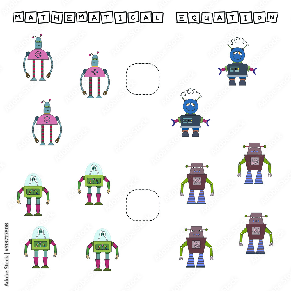 Developing activities for children, compare which more robots. Logic ...