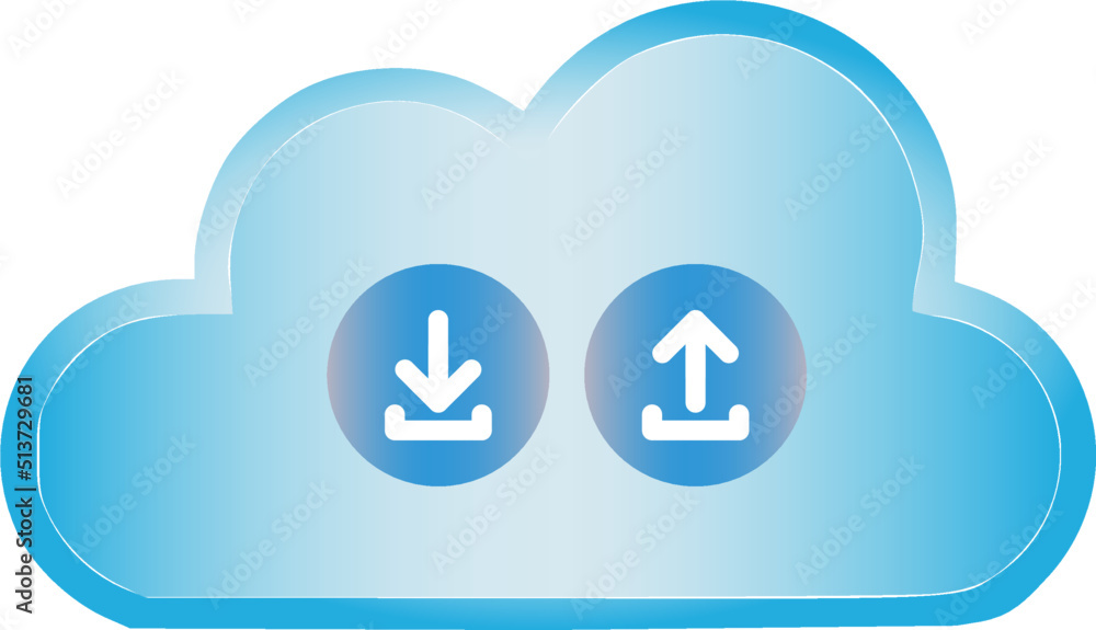 Download and upload cloud vector icons, store and transfer information and data on the Internet