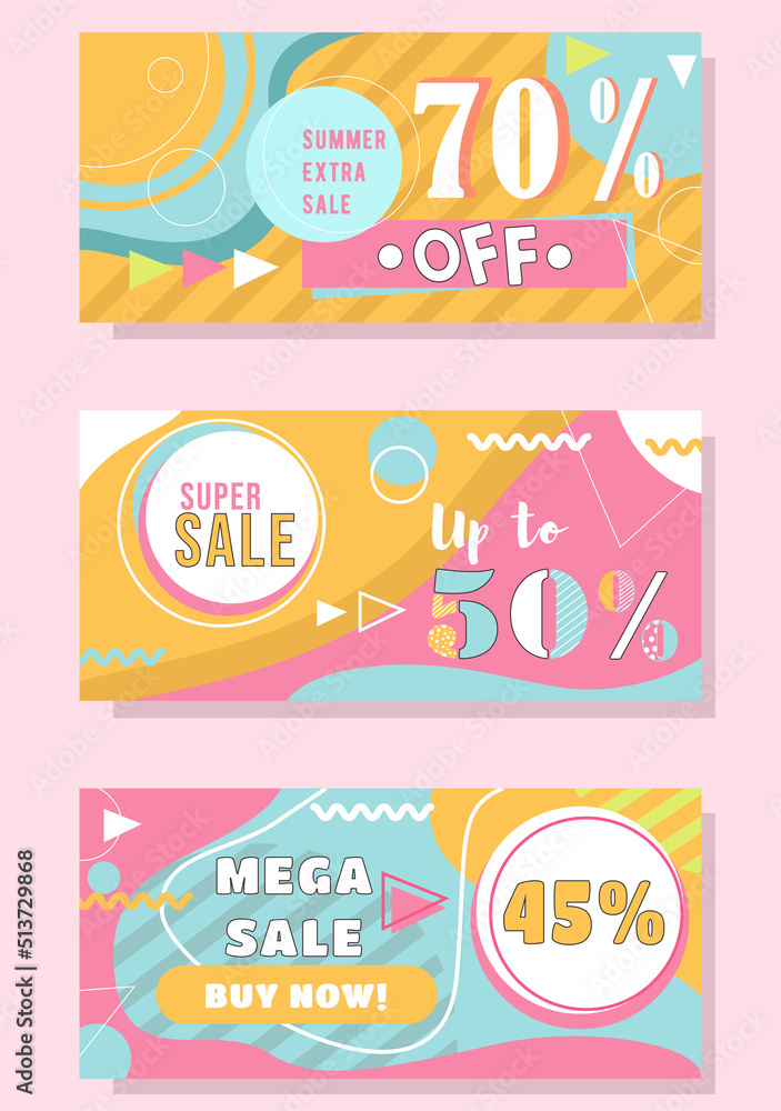 Sale, discount and promotion flyer in summer style