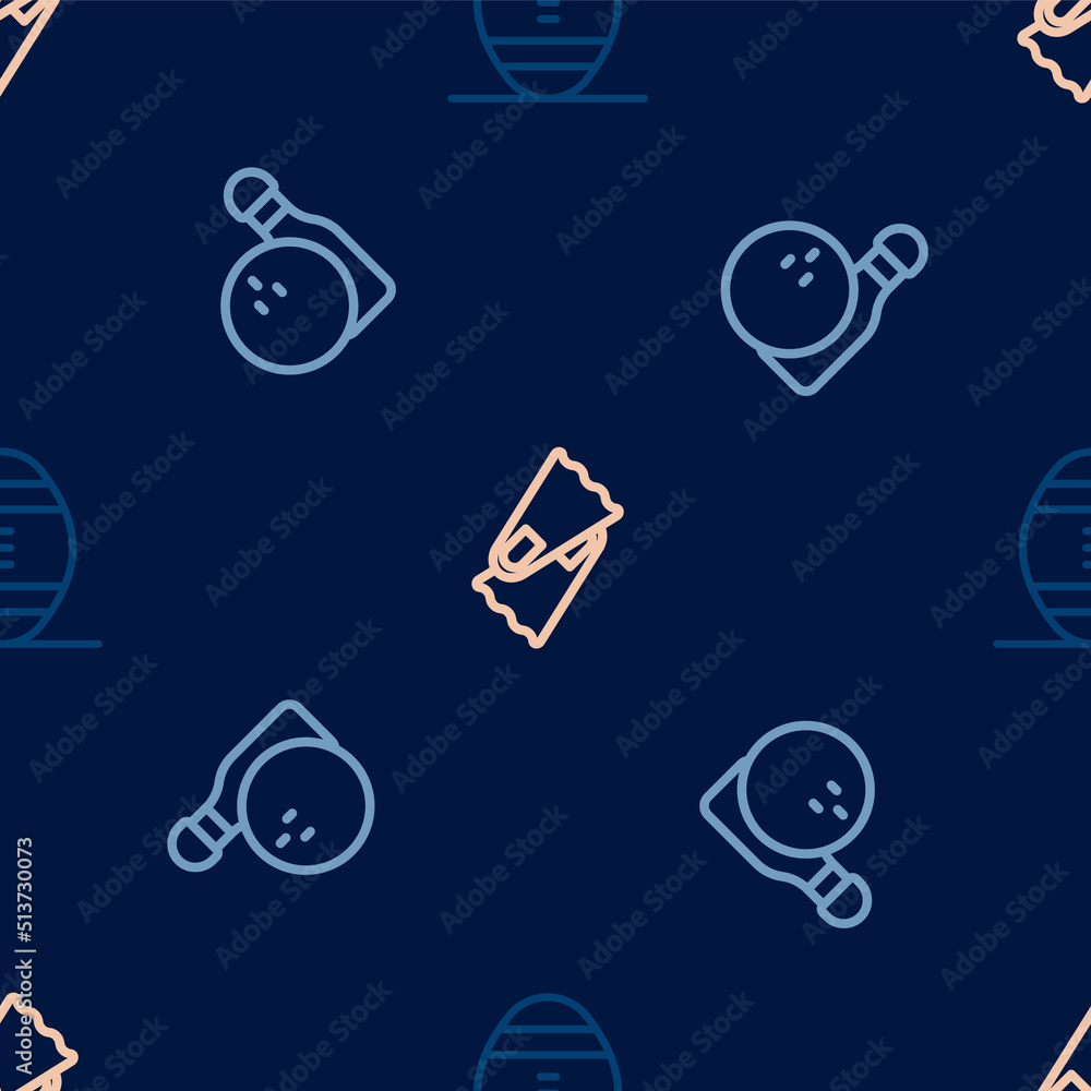 Set line American Football ball, Bowling pin and and Flippers for swimming on seamless pattern. Vector Set line American Football ball, Bowling pin and and Flippers for swimming on seamless pattern. Vector