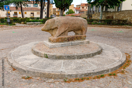 Granite boar in Ciudad Rodrigo Salamanca Spain. Veton origin of the pre-Roman period photo