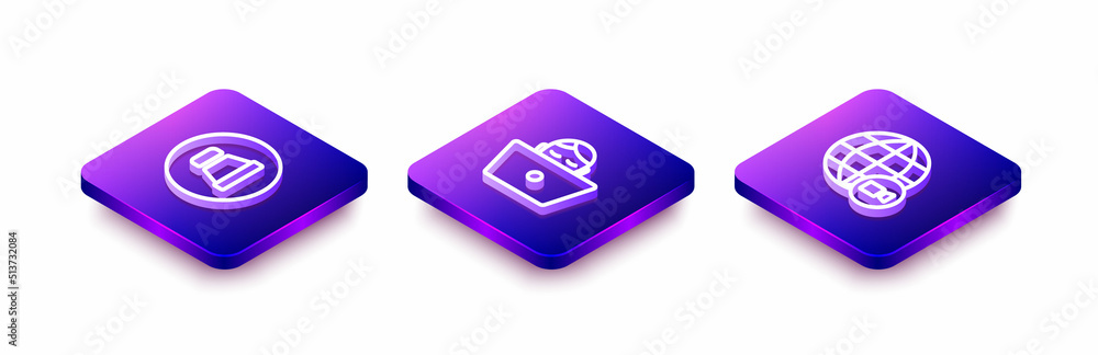 Set Isometric line Speaker volume, Freelancer and Video chat conference icon. Vector Set Isometric line Speaker volume, Freelancer and Video chat conference icon. Vector