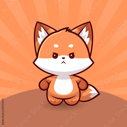 Cute angry fox cartoon vector