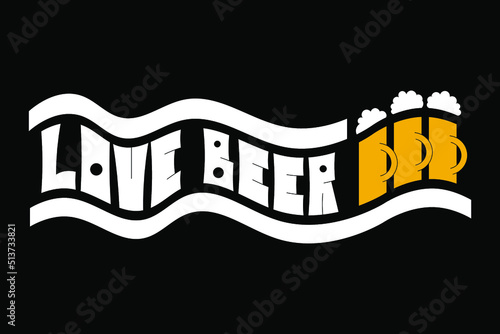 Vector illustration of love beer lettering, logo idea