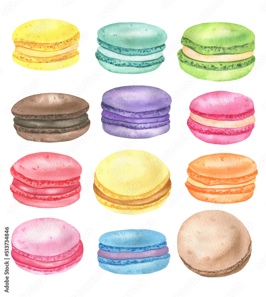 Watercolor Macarons set Watercolor Macarons set