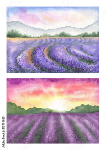 Watercolor Lavender Landscape1