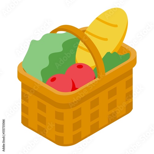 Healthy picnic food icon isometric vector. Summer basket. Party spring