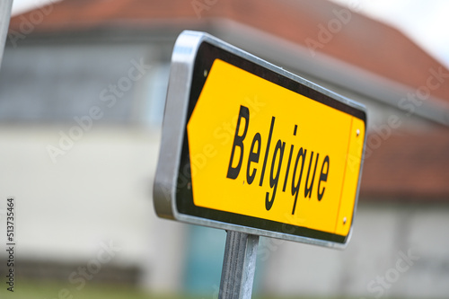 Panneau travaux signalisation deviation Belgique Belge pays frontiere frontalier